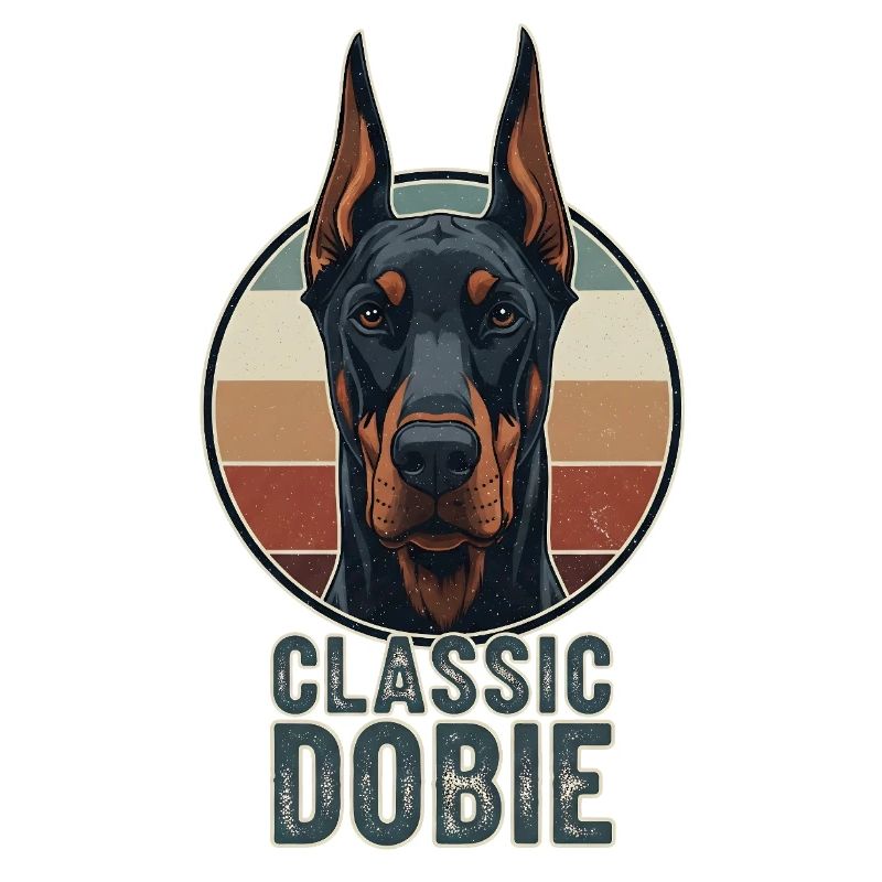 Dobie classique – Portrait de doberman dans un style rétro
