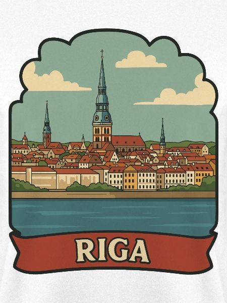 Riga, Lettland Altstadt Retro-Reiseaufkleber