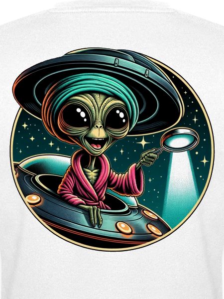 Alien detective in UFO light