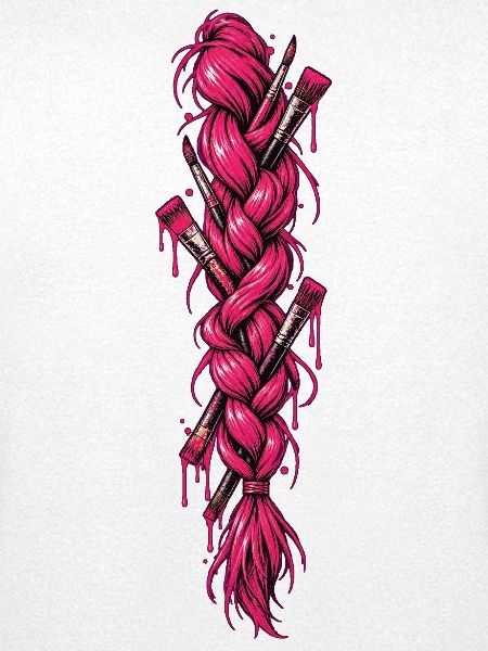 Pinker Zopf mit Pinsel
