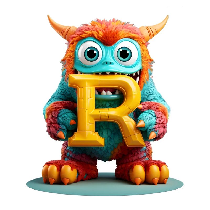 Bunter Monster mit Buchstabe R