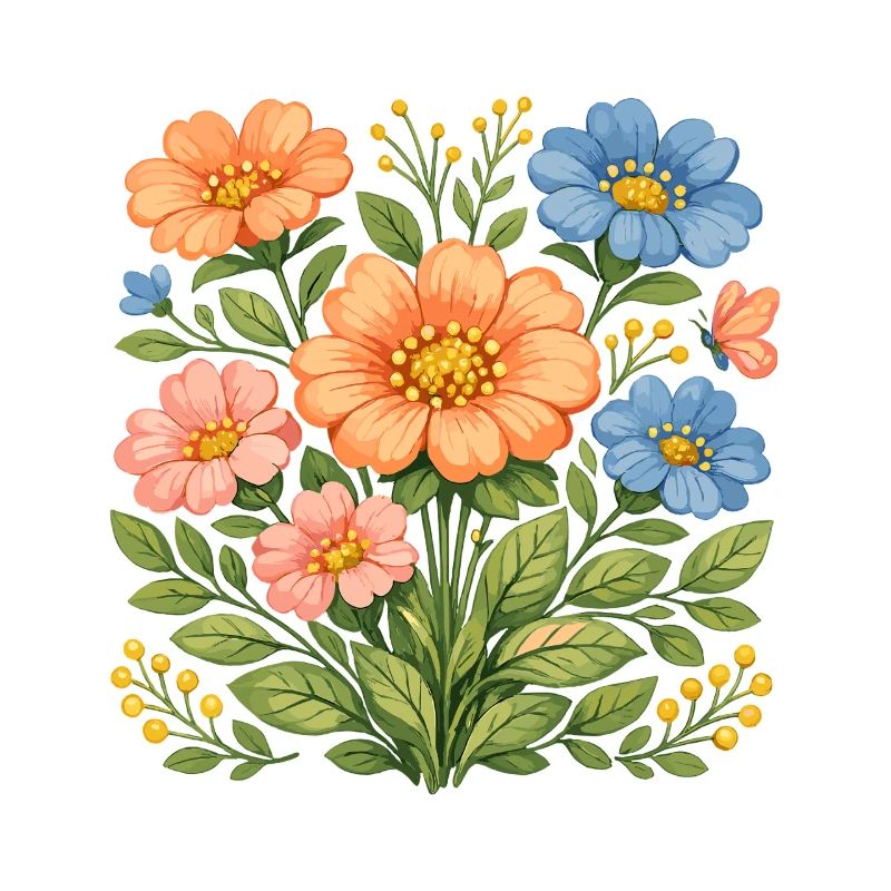 Bouquet coloré de fleurs sauvages avec des fleurs papillon