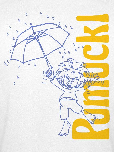 Pumuckl Mit Regenschirm Und Schriftzug
