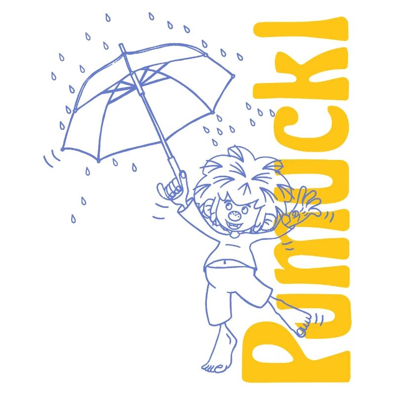 Pumuckl Mit Regenschirm Und Schriftzug