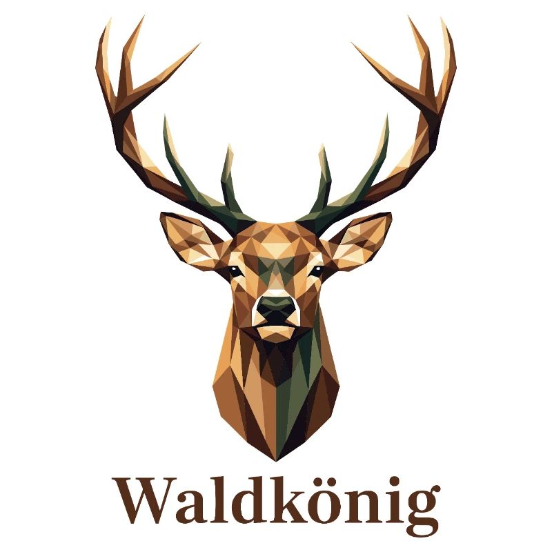 Geometrischer Hirsch mit Waldkönig-Label