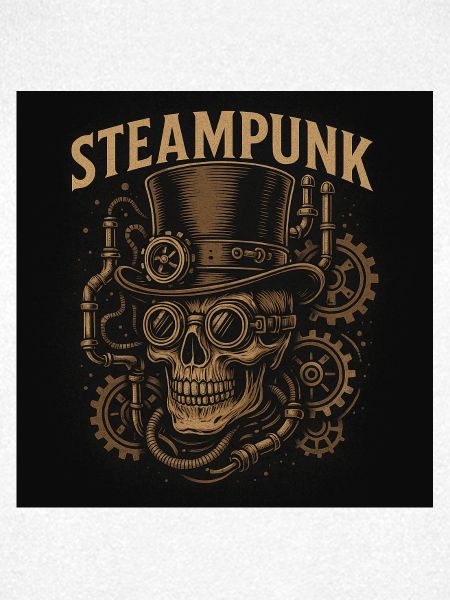 Steampunk Totenkopf mit Zylindermotiv