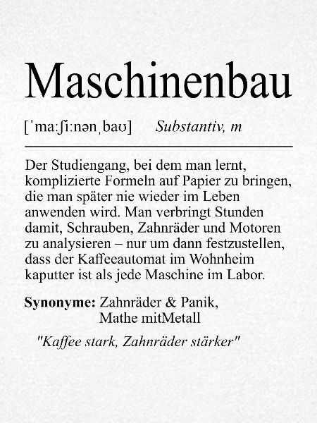 Unispruch "Maschinenbau" Geschenk, Studenten