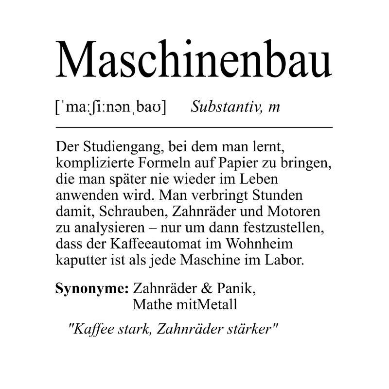 Unispruch "Maschinenbau" Geschenk, Studenten