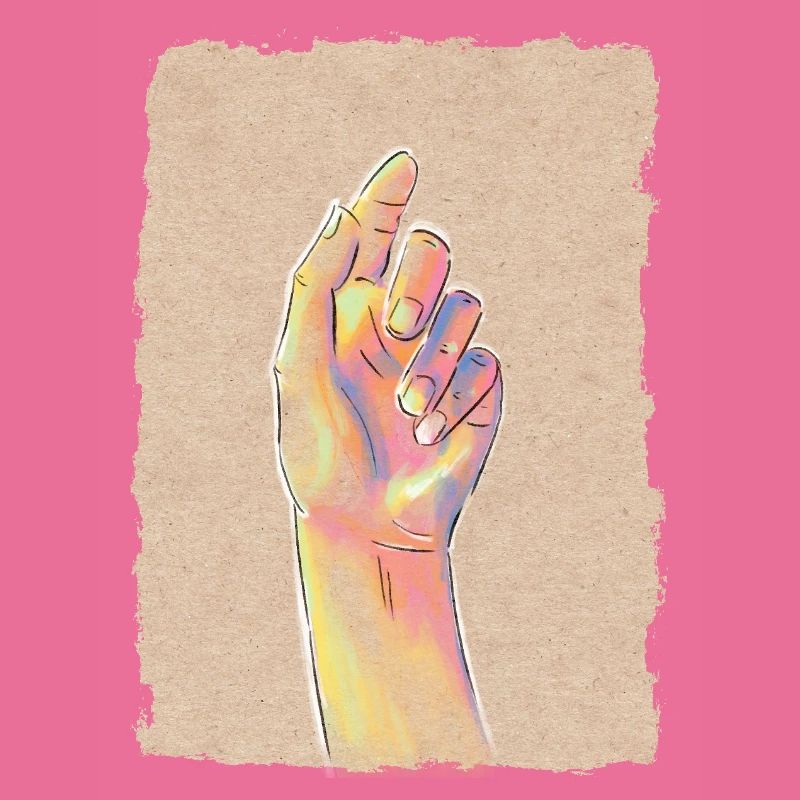 Pastellregenbogenhand