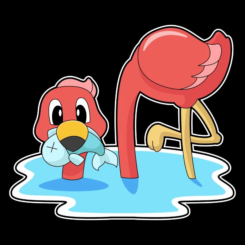 Poisson de pêche aux flamants roses