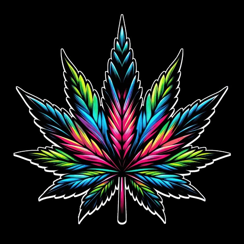 Design psychédélique au néon du cannabis