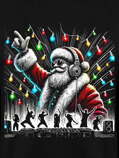 Festlicher Weihnachtsmann-DJ mit Neonlichtern