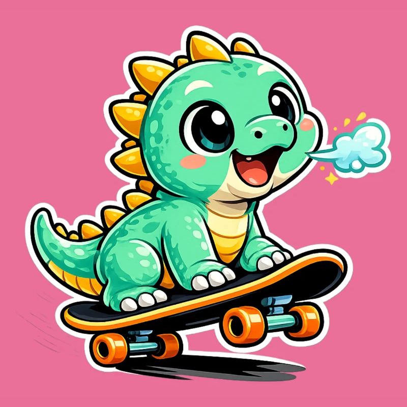 Grüner Dino Skateboardheld