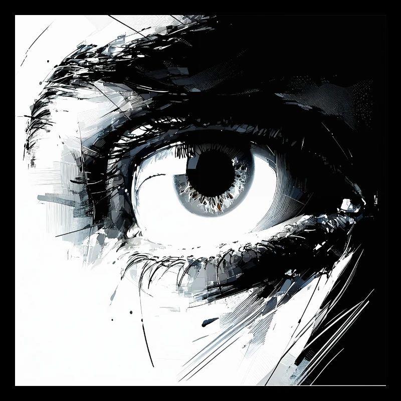 Œil abstrait en noir et blanc