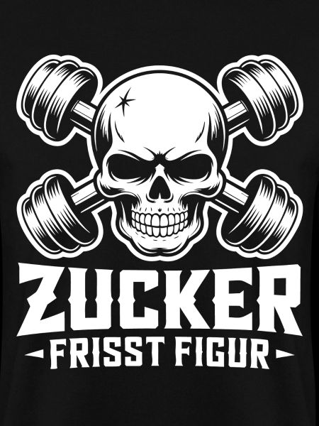 Zucker frisst Figur Schädel Hanteln