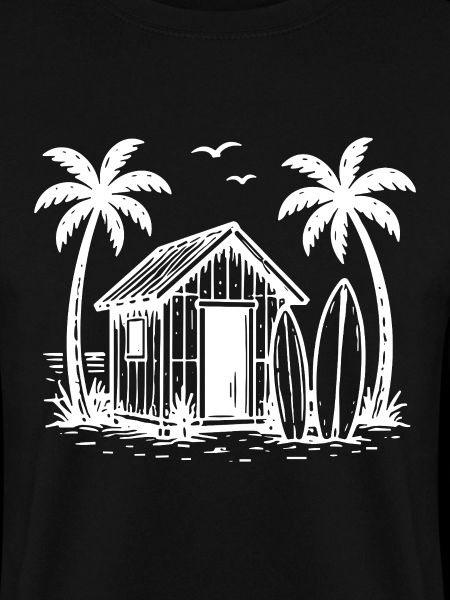 Strandhütte Surfbretter Palmen Urlaub Sommer