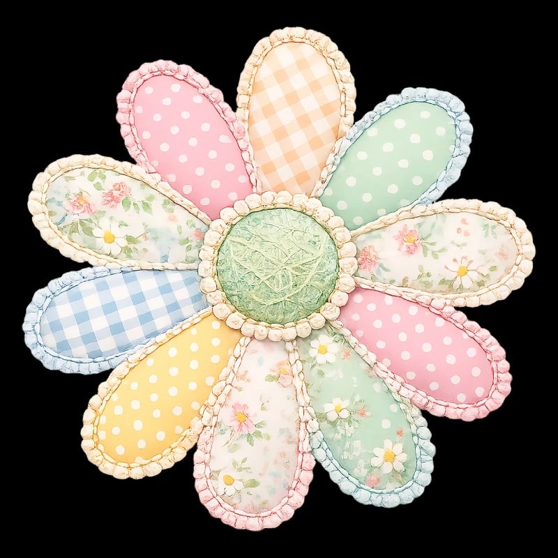 Bunte Blume Patchwork Vintage Cottagecore Design