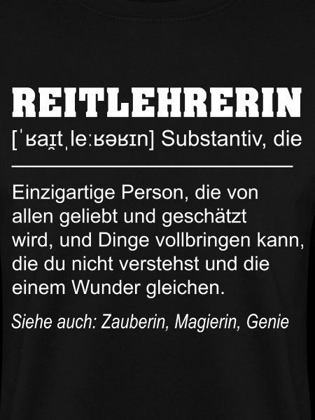 Reitlehrerin Definition Geschenk Lustig