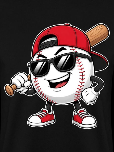 Cooler Baseball mit Schläger & Sonnenbrille