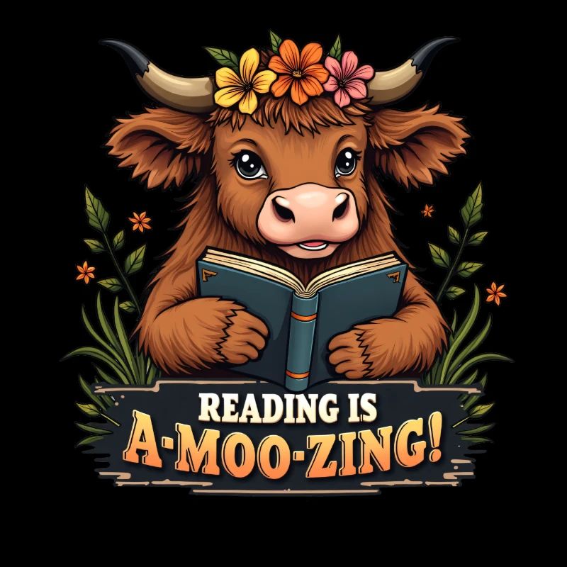 Funny cow reading a book