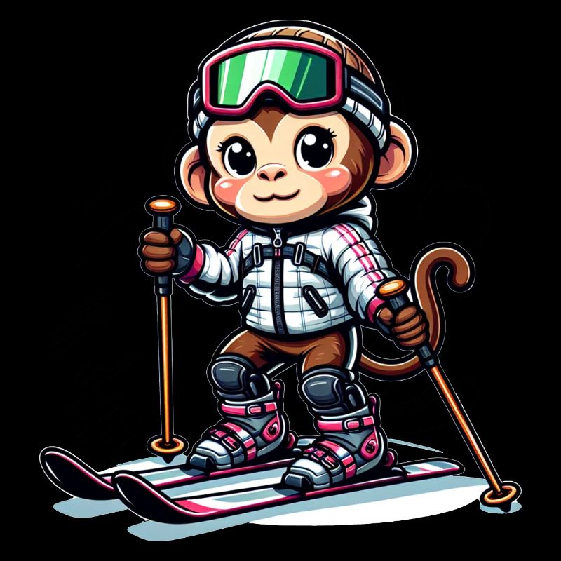 Singe skieur mignon