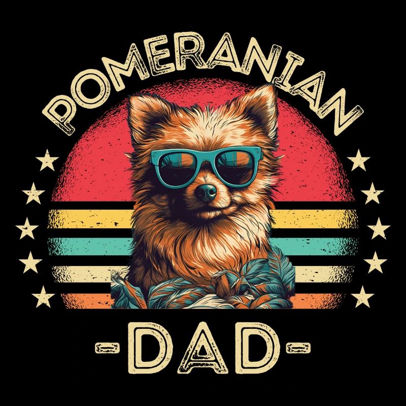 Miniature spitz with sunglasses dad retro