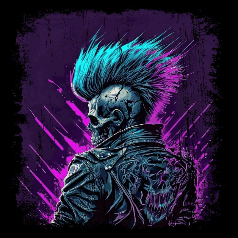 Synthwave Zombie Skull