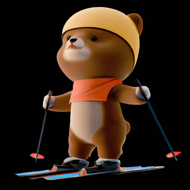 Erstaunter Skifahrer Bär