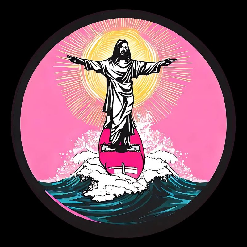 Jesus Surfer Sunset