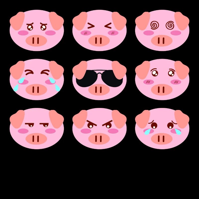 Cool Cochon Rose Humeur Différente Visages De