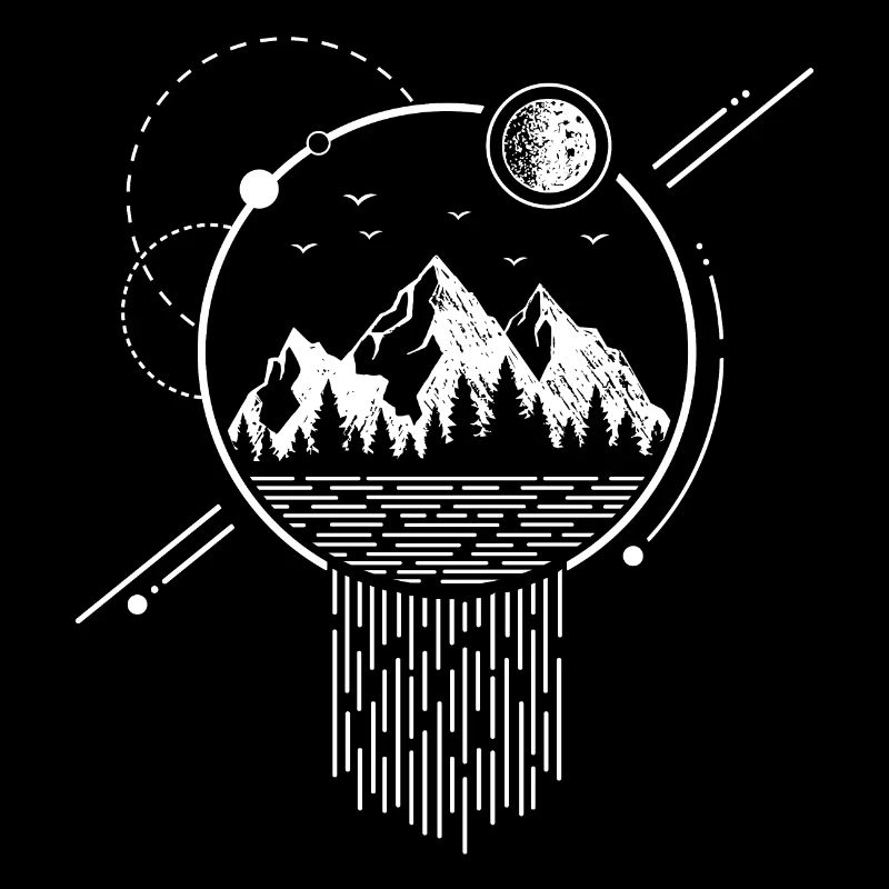 Moderne Géométrique Nature Montagnes Cascade Boho
