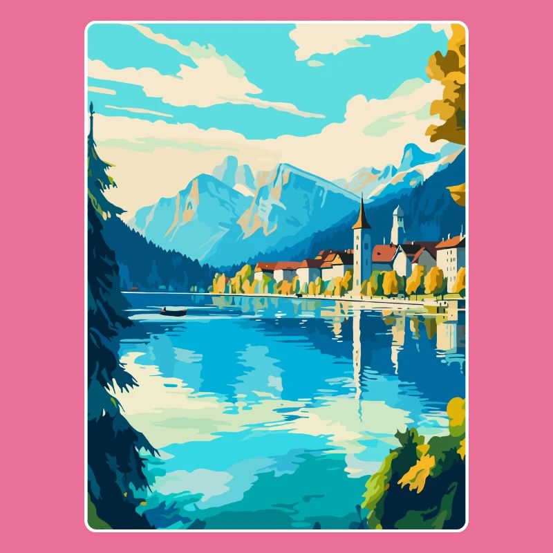 Lucerne Suisse Affiche de voyage vintage souvenir