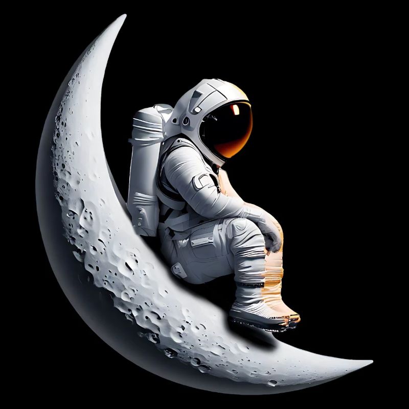 Astronaut im Halbmond