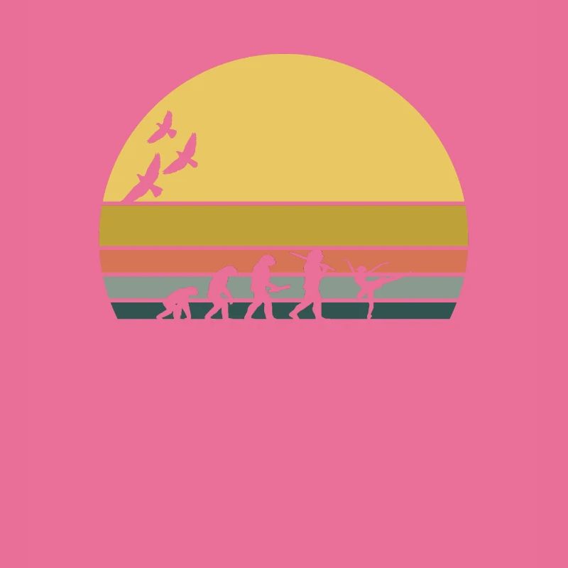 Retro Vintage Sunset Evolution FIGURE SKATING