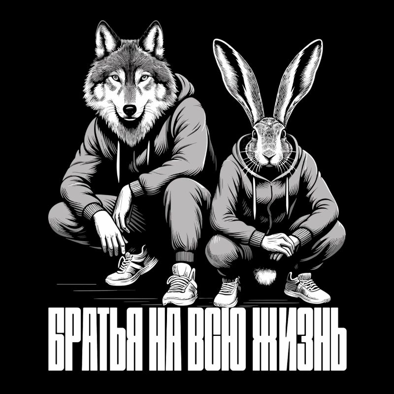 Russian Squat Slavs Hare and Wolf Brothers Gift