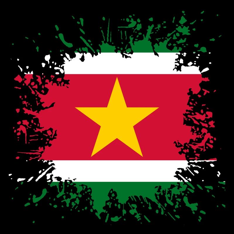 Suriname Flagge Farbspritzer