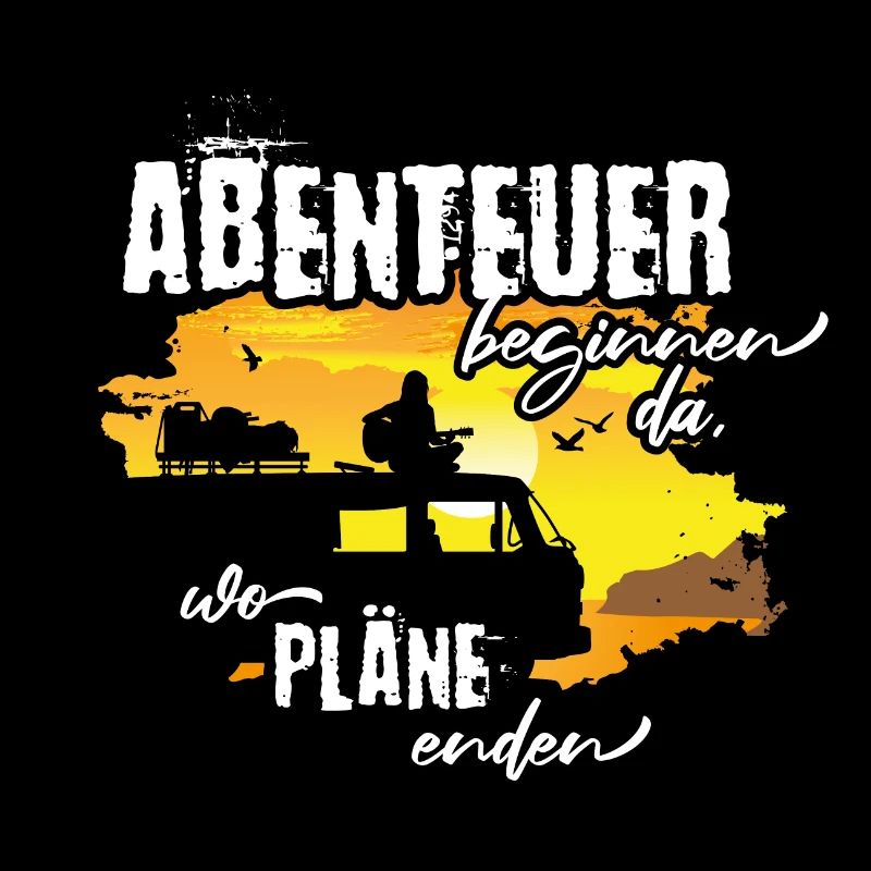 Abenteuer Camper Van Caravan Reisen Gitarre Spruch