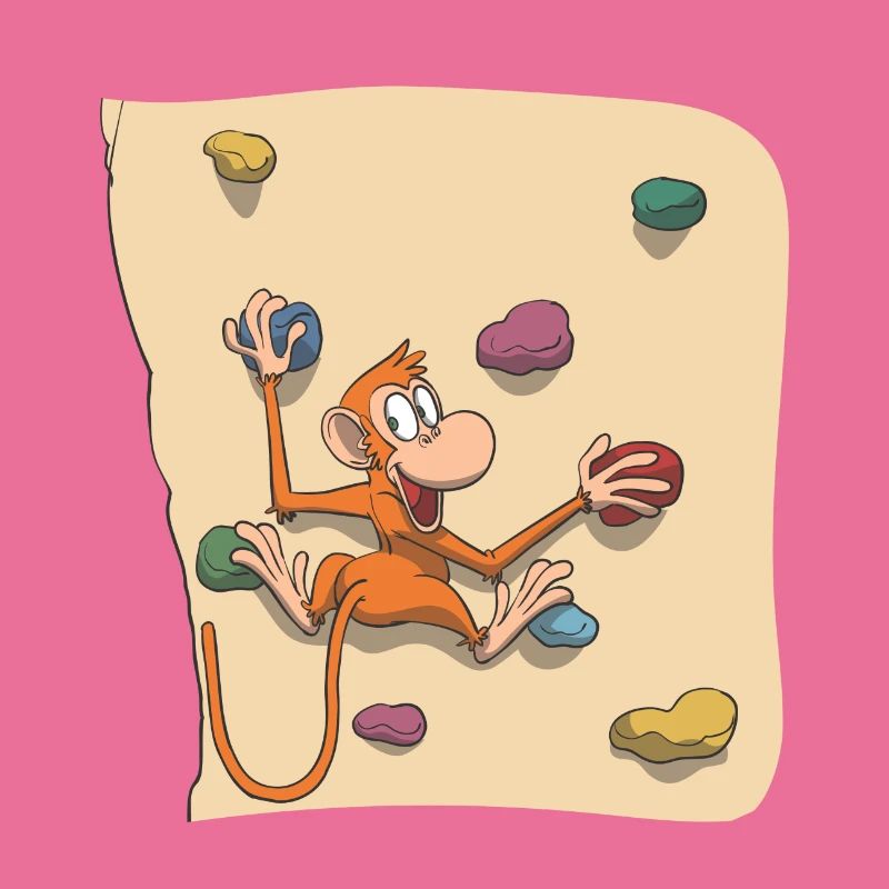 Affe beim Bouldern