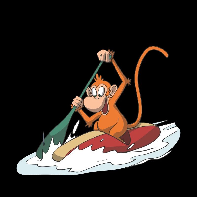 Affe im Kanu