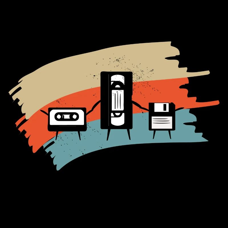 VHS nerd rétro gamer, cassette et disquette