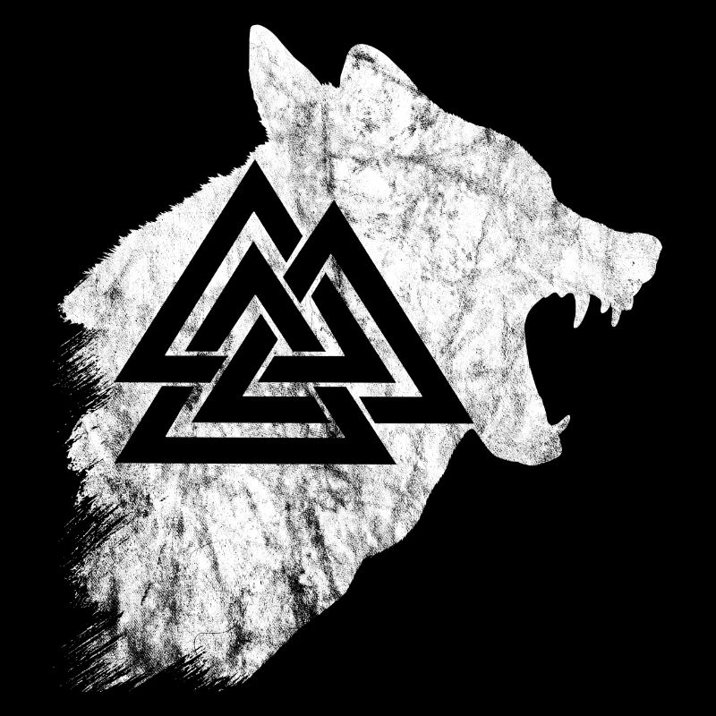Wikinger Krieger Fenriswolf Fenrir Wolf Valknut Sy