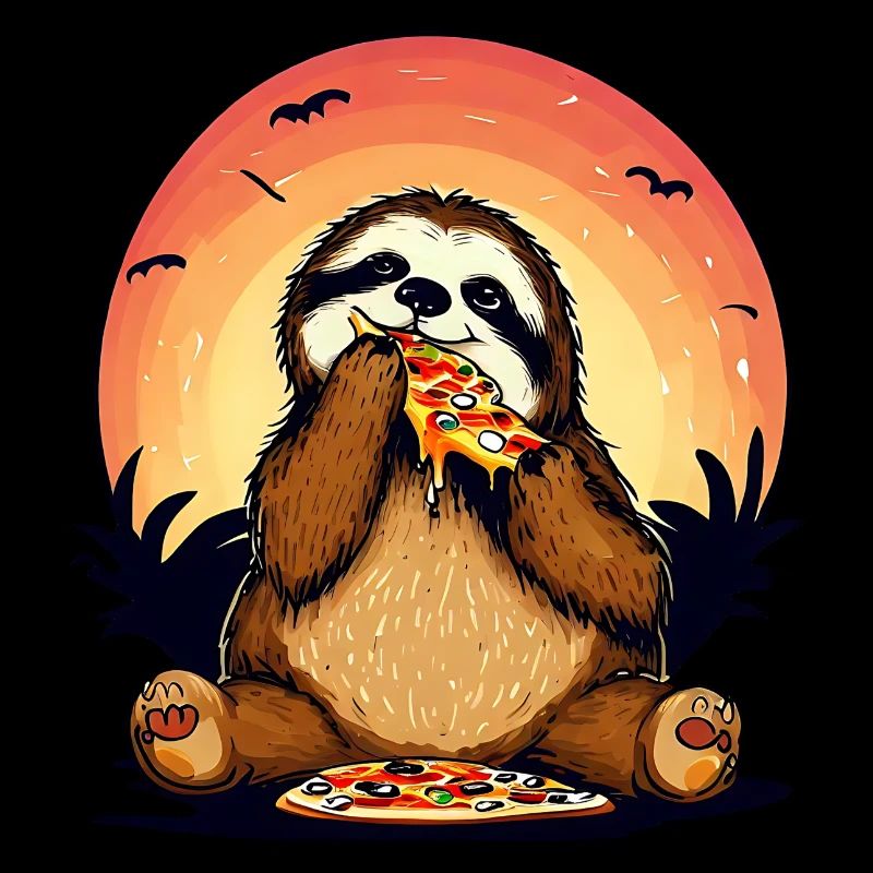 Pizza sloth in the sunset