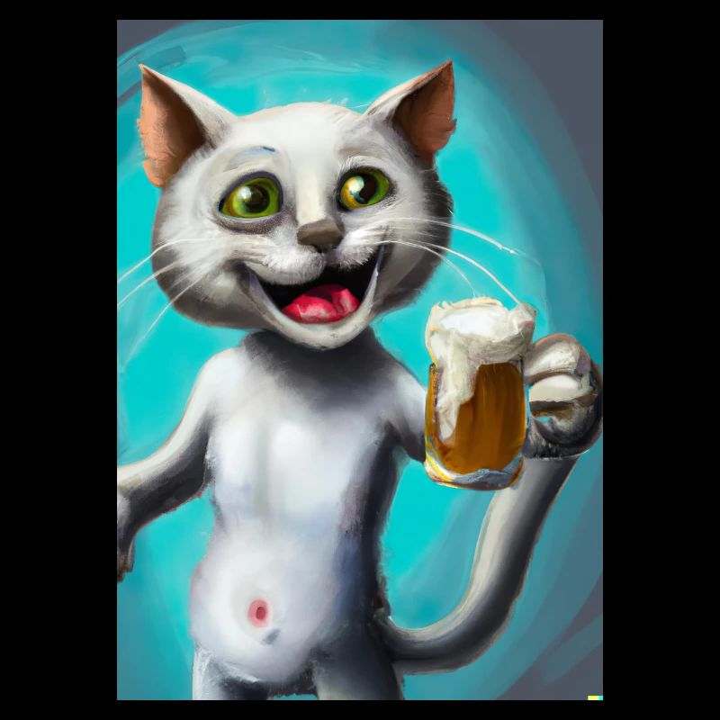 Glückliche Katze mit Bier