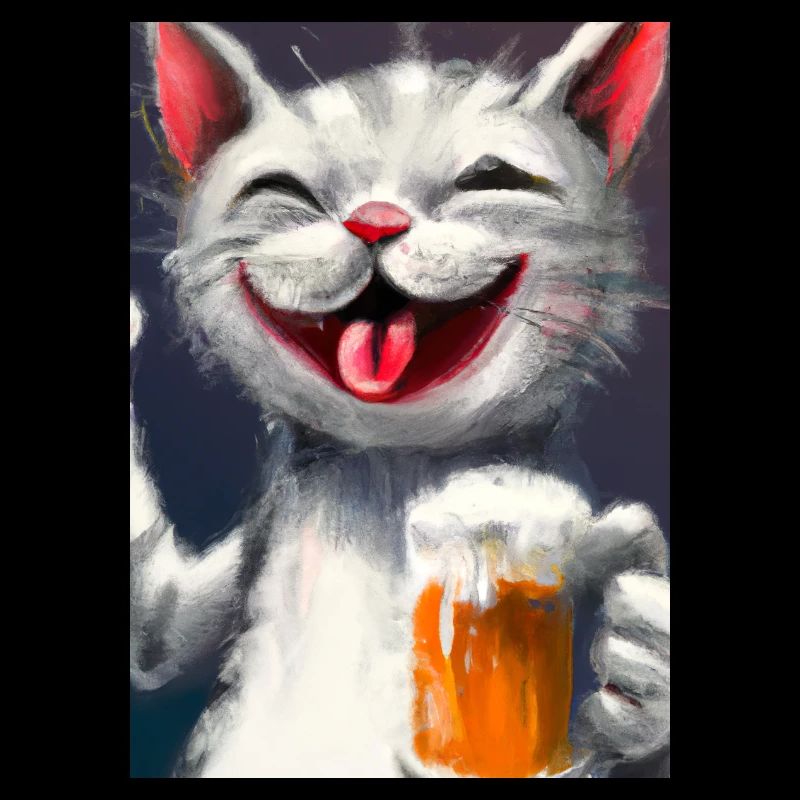 Glückliche Katze mit Bier