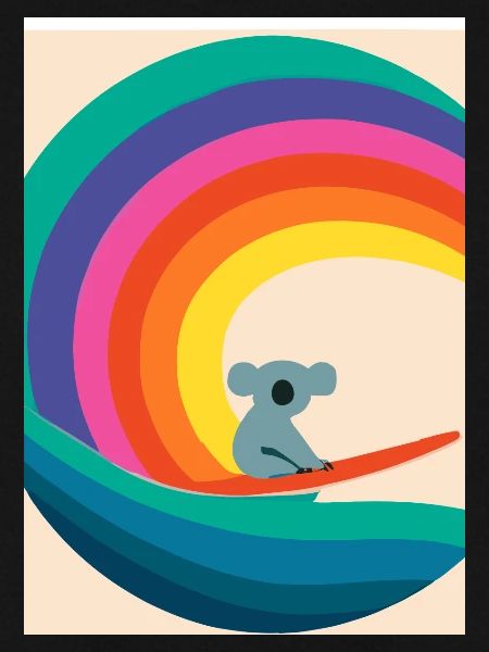 Surfender Regenbogen-Koala