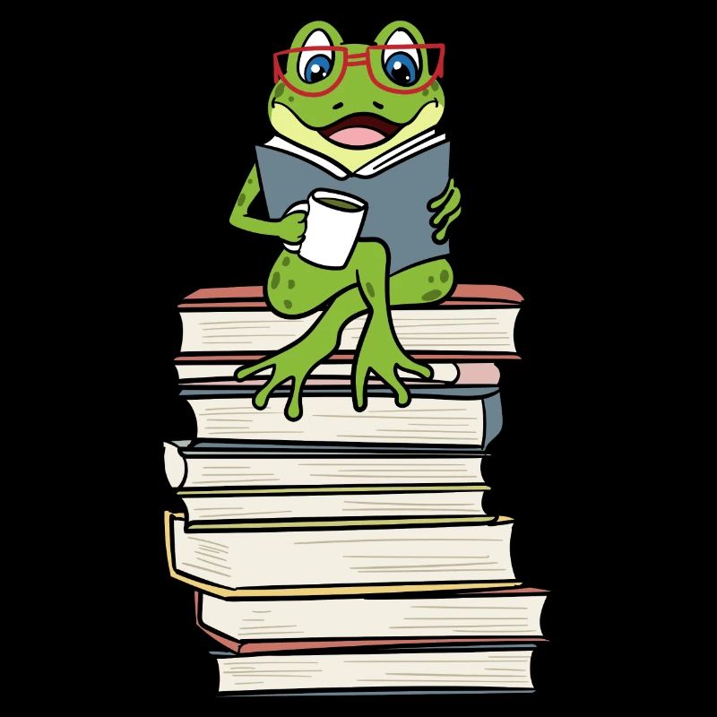 Frog Reading Books Literature Coffee