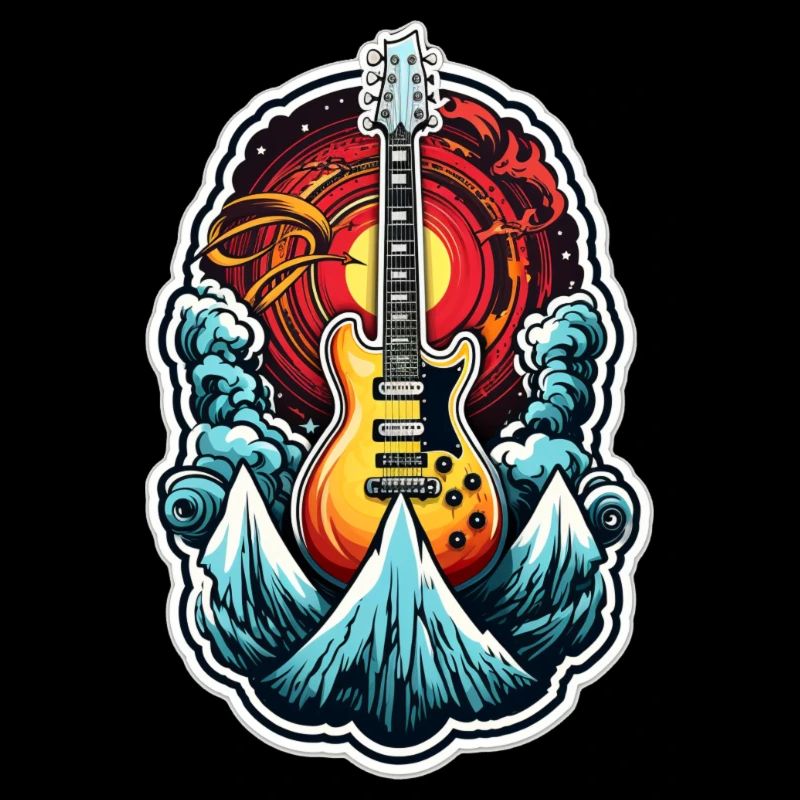 Gitarre Berge Eis Sonne Wolken E Gitarre