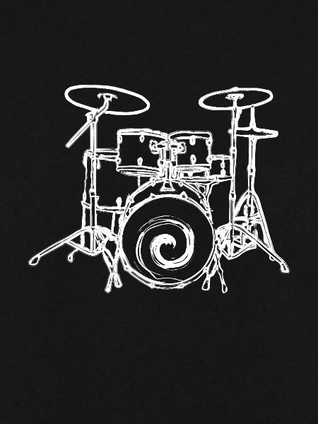 Drawn painted drum set