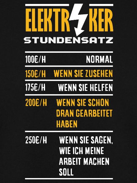 Elektriker Stundensatz Humor