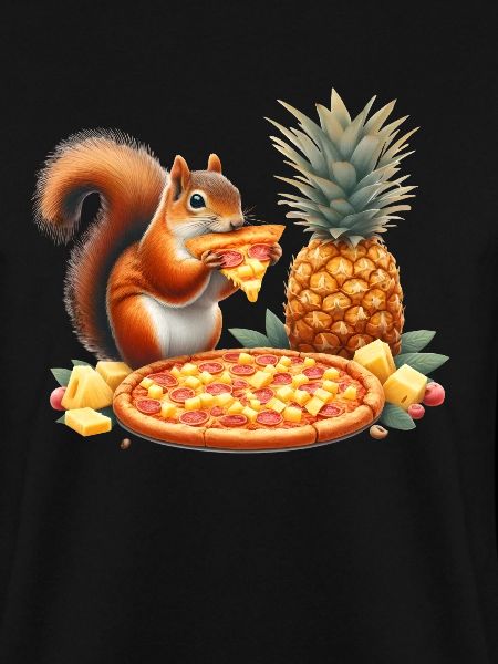 Squirrel enjoying pizza